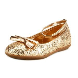 The Doll Maker Toddler Lovely Bow Slip On Ballet Flats - Gold Glitter -